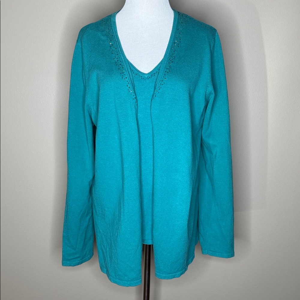 Liz Lange Maternity womens tank top and cardigan sweater set size L.